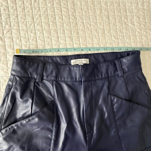Ronny Kobo Collective Navy Blue Faux Leather Pants Size 10 - Picture 4 of 14